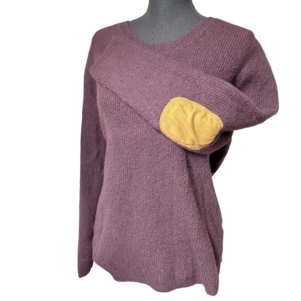 Lety & Me Burgundy and Camel Elbow Patch Pullover